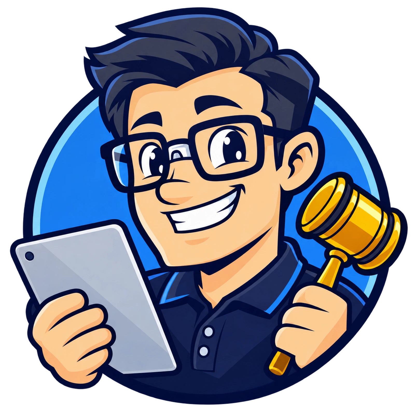 GavelGeeks legal technology mascot holding a tablet and gavel